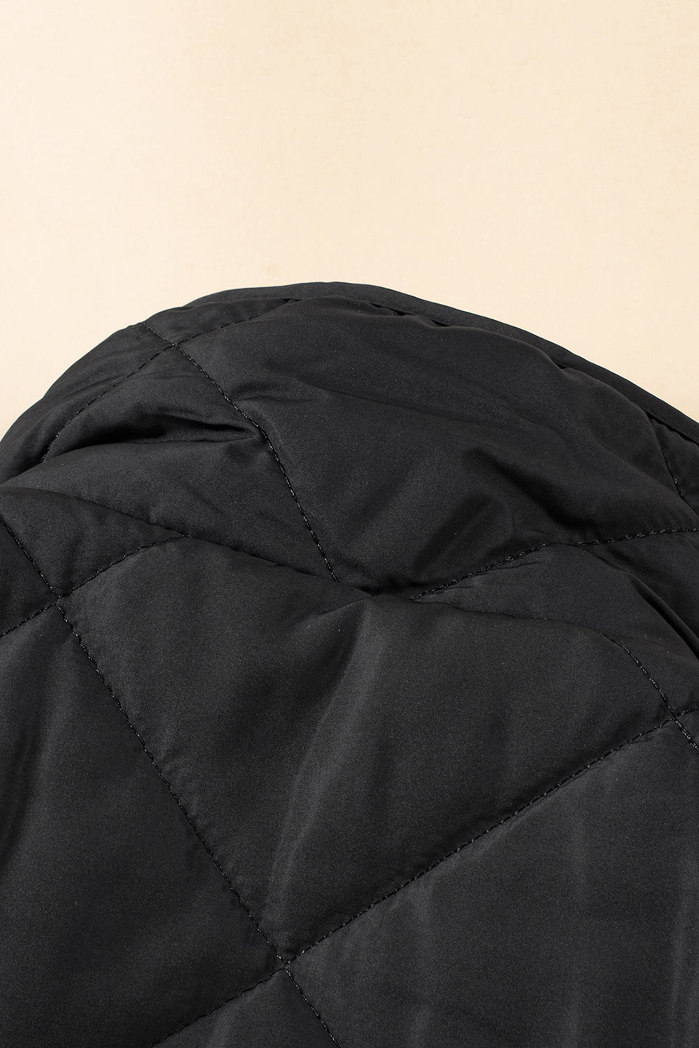 Black Fleece Lined Quilted Zip up Vest Coat