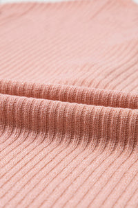 Rose Tan Rib Textured Henley Knit Top
