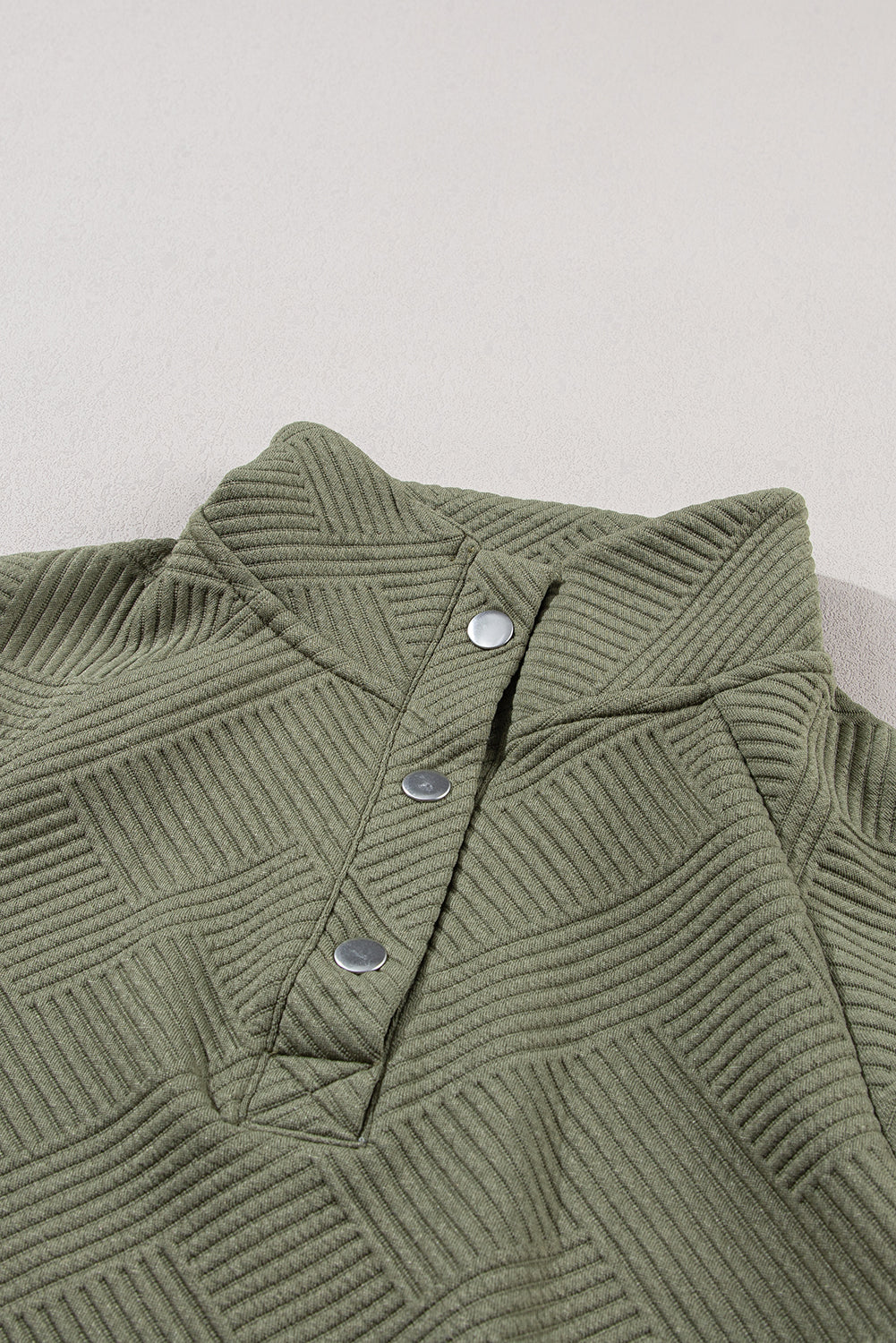 Laurel Green Textured Knit Buttoned Kangaroo Pocket Sweatshirt