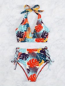 Vintage 80s Style High Cut Bikini Set