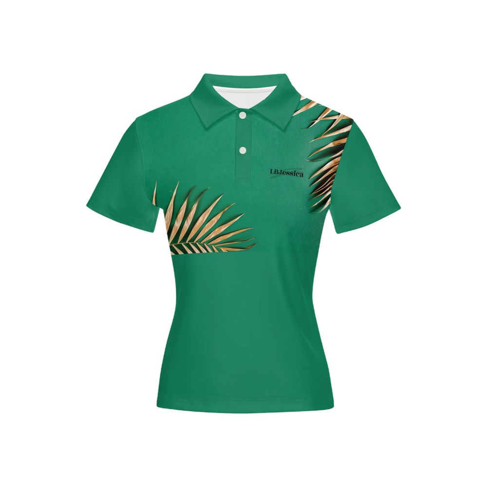 LB Jessica Green Leaf Slim Fit Short-Sleeve Polo Shirt