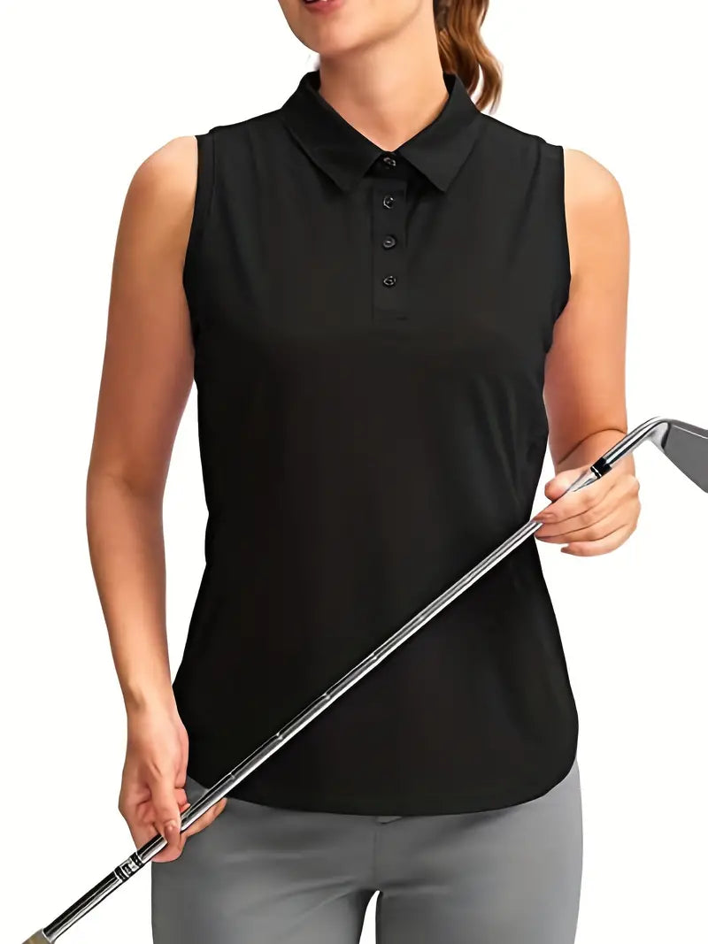 Women's Sleeveless Golf Shirt, Collared Button Down Polo Shirt Dry Fit Golf Tennis Tank Top, Women's Activewear