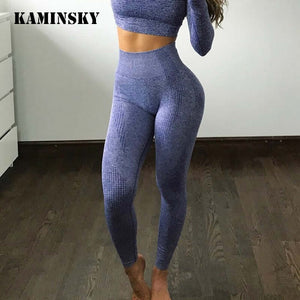 Kaminsky 14 Colors High Waist Seamless Leggings For Women Solid Push Up Leggins Athletic Sweat Pants Sportswear Fitness Leggings