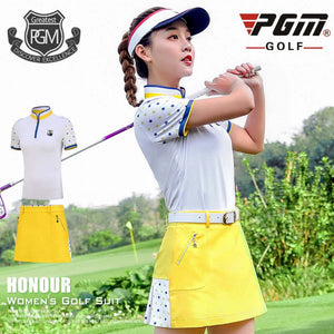PGM Golf Polo Shirts Women Printed Dry Fit Slim Breathable Short