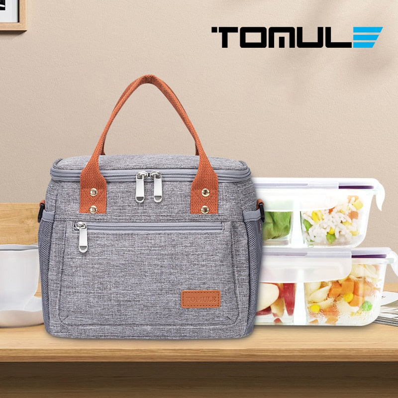 TOMULE Portable Lunch Bag Thermal Insulated Cooler Bag Picnic Food Storage Bags 9L Shoulder Lunch Box Tote Travel Picnic Handbag