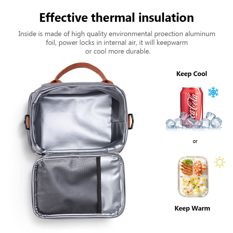 TOMULE Portable Lunch Bag Thermal Insulated Cooler Bag Picnic Food Storage Bags 9L Shoulder Lunch Box Tote Travel Picnic Handbag