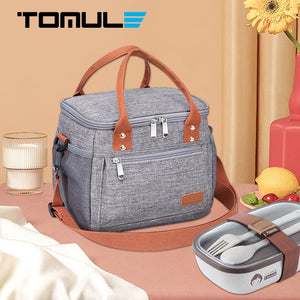 TOMULE Portable Lunch Bag Thermal Insulated Cooler Bag Picnic Food Storage Bags 9L Shoulder Lunch Box Tote Travel Picnic Handbag