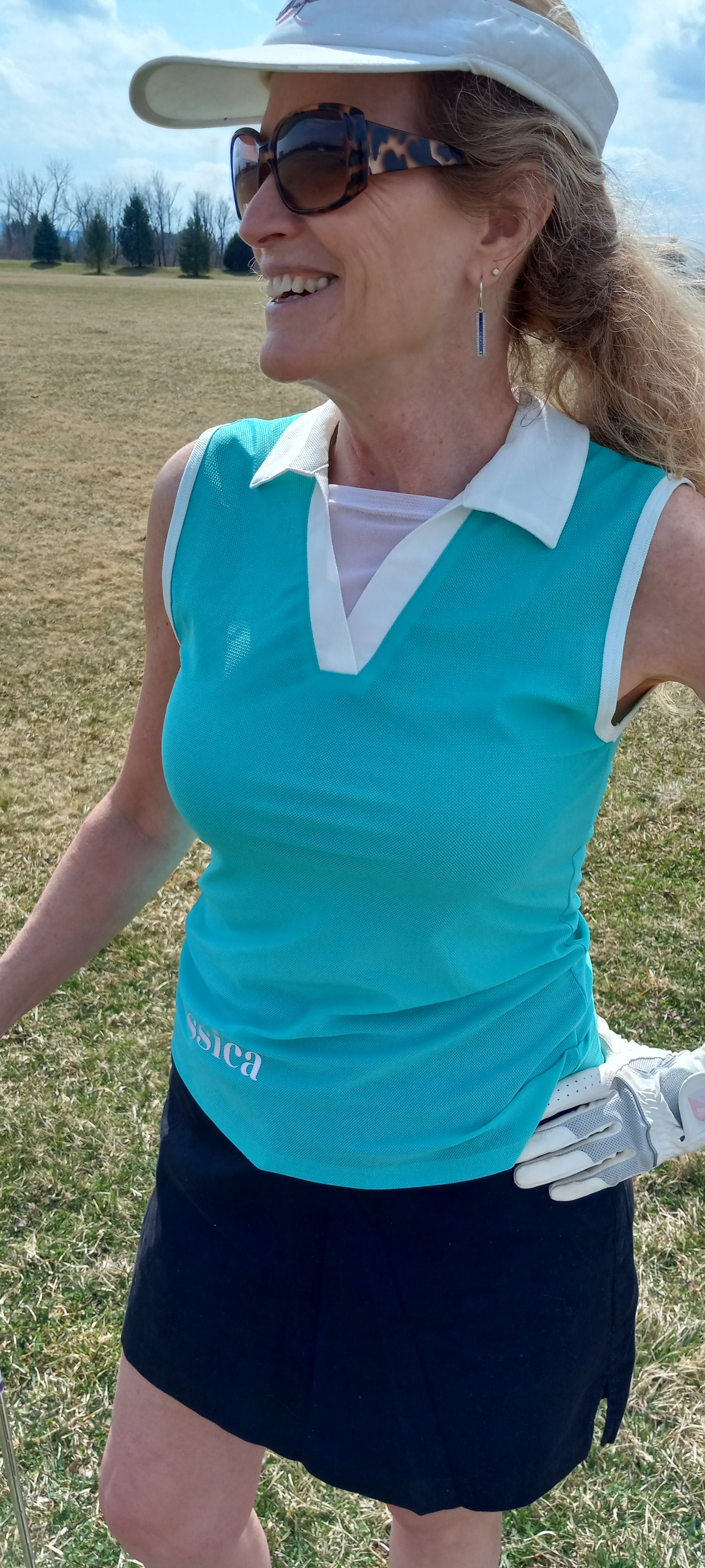 LB Jesssica Womens Mesh Aqua Polo